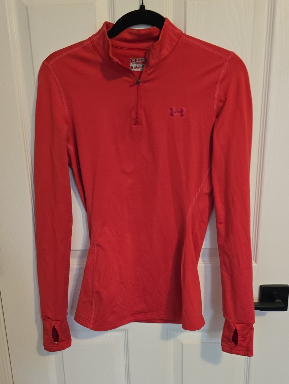 Under Armour Women's Coral Red Quarter-Zip Athletic Pullover